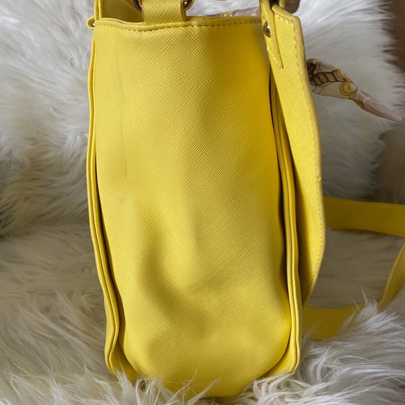Yellow BCBG Large Tote Bag with Scarf Handles - Picture 3 of 10
